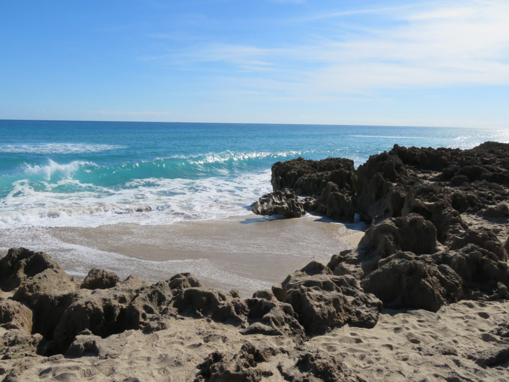 beach with large rocks